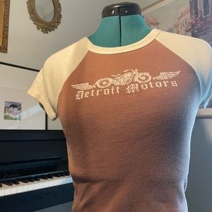 A brown and white Detroit shirt from Tilly’s